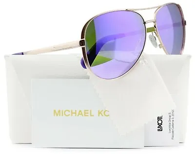 Michael Kors MK5004 Chelsea Aviator Sunglasses Rose Gold W/Purple Mirror 10034V • $59.99