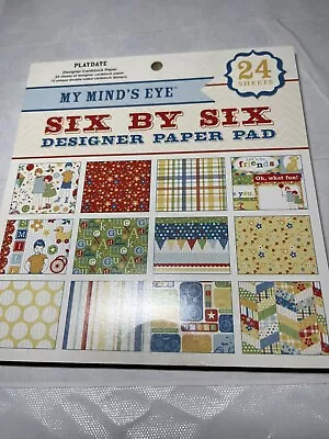 My Minds Eye Six By Six Playdate 24 Sheets Boy Girl Designer Cardstock Paper 6x6 • $6.99