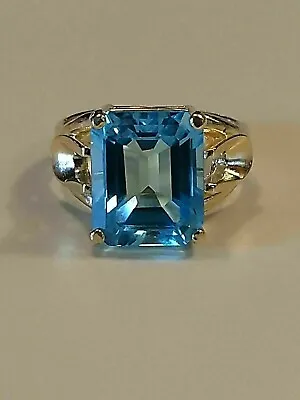 3.00 Ct Emerald Cut Aquamarine Men's Unique Engagement Ring 14K Yellow Gold Over • $122.61