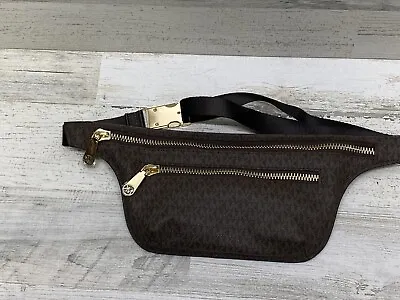 Michael Kors Signature Double Zip Adjustable Belt Bag Fanny Pack Brown • $64.99