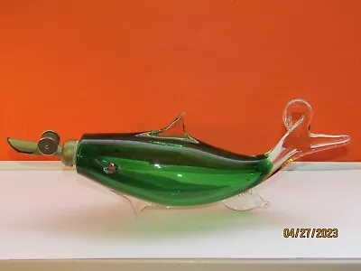 Vtg Hand Blown Studio Art Glass Fish Shaped Olive Oil/Bitters Dispenser Italy? • $19.99