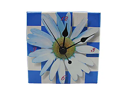 Time Design Floral Magnetic Clock Blue Yellow Daisy Refrigerator Magnet 3.5x3.5  • $13.97