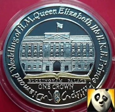 2007 FALKLAND ISLANDS 1 One Crown Diamond Wedding Buckingham Silver Proof Coin • £39.95