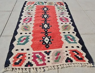 Authentic Hand Knotted Vintage Turkish Kilim Area Rug 2.3 X 1.4 Ft (1171 KAR) • $29.99