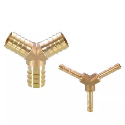 Brass  Y  Hose Joiner Barbed Splitter Connector Air Fuel Water Pipe Gas Tubing • £2.15