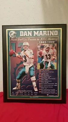 Dan Marino Mounted Memories Plaque 13 X 16 Most Prolific Passer Miami Dolphins • $100