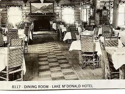 QD Photograph Dining Room Interior View Lake McDonald Hotel Lodge Montana 1950s  • $18.50