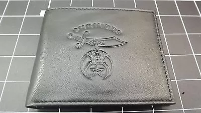 Genuine Leather  Masonic Freemason Embossed SHRINERS  BILLFOLD WALLET BLACK • $29.95