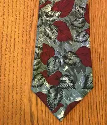 Novelty Tie Polyester Autumn Leaf Leaves Red Gray Thanksgiving Sutter Grant Used • $12.99