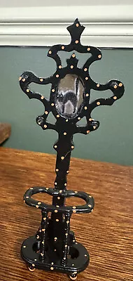 OOAK Haunted Halloween Dollhouse Miniature Hall Tree Blk Cat • $42.81