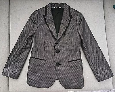 Kids Boys Dolce & Gabbana D&g Smart Blazer Suit Jacket Black Silver Size 7/8 • £39