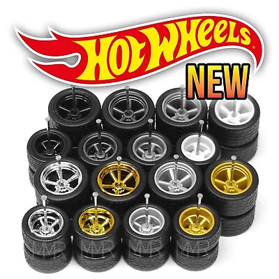 1/64 Scale 5 SPOKE MUSCLE V6 XL STG Real Rider Wheels Rims Tires Set 4 Hot Wheel • $3.99