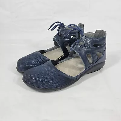 Naot Kata Women Size 8 US 39 EU Gladiator Sandals Ankle Strap Blue Leather • $29.99