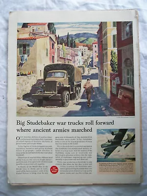 1944 VTG Original Magazine Ad STUDEBAKER War Trucks Roll Forward WHere WW2 • $10