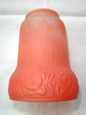 Vintage Satin Frosted Glass Shade With Embossed Roses  RARE! • $19.95