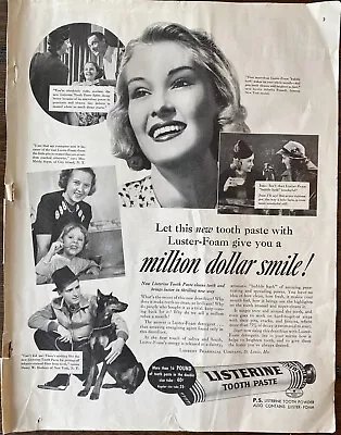 Listerine Toothpaste Print Ad Wall Art Ephemera Million Dollar Smile Vtg 1930s • $12.05