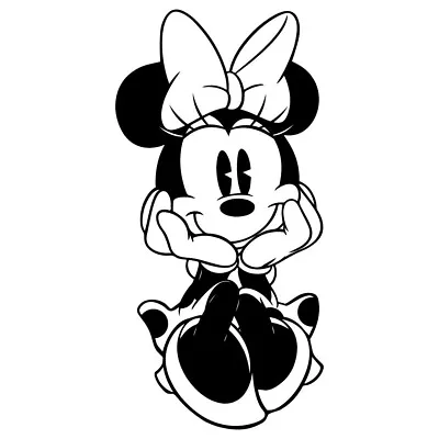 7.6  MINNIE SIT V1 Vinyl Decal Sticker Car Window Laptop Mouse Disney Sitting • £3.99