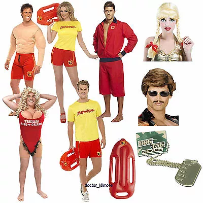 Baywatch Mens Ladies Girls 90s Lifeguard Fancy Dress Anita Waxin Float Wig Can • $37.52