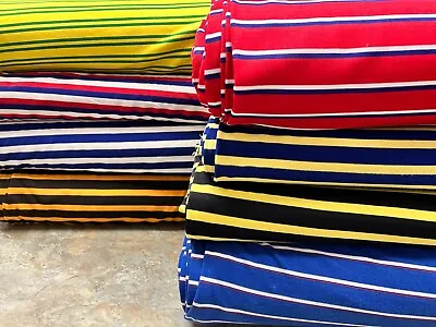 Stripe Cotton Blend Jersey Fabric 150cm Wide Stretch Material Sportswear T Shirt • £2.99