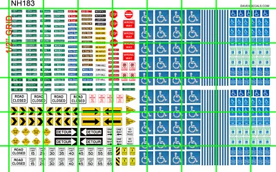 Nh183 Dave's Decals N Scale Street Road Signs Handicap Parking Road Arrows • $4.94