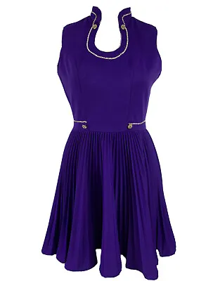 VINTAGE Mini Dress Size S Purple Pleated Sleeveless Rhinestone Costume Majorette • $36