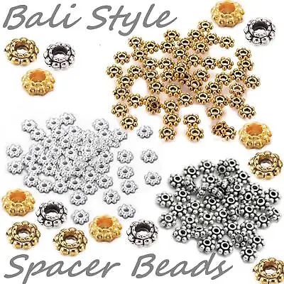 £3.99 • Buy Bali Tibetan Beads Daisy, Saturn Spacer Beads 4mm, 6mm, Choose Size, Colour....