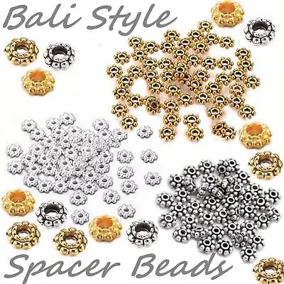 £7.99 • Buy Daisy Spacer Beads, Bali Tibetan Silver Saturn Spacer Accents, Sizes, Colours...