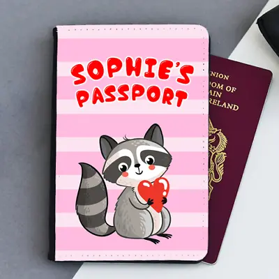 £9.99 • Buy Personalised Custom Raccoon Girls Kids Children's Passport Holder Cover