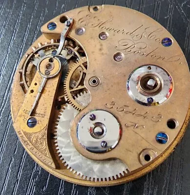 1872 E. Howard Series IV 15j N Pocket Watch Movement Good Staff Parts Repair  • $125