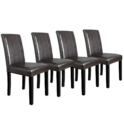 Dining Room 4X Chairs Formal Parson Chairs With Leather Accent Solid Wood LEG • $131.58
