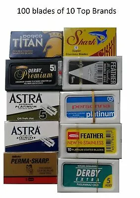$18.50 • Buy 100 Shaving Safety Razor Double Edge Blades Of 10 Top Brands Feather Astra @more