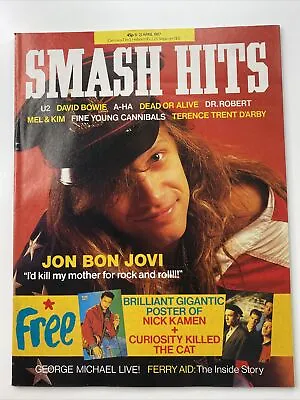 Bon Jovi : Smash Hits Magazine -1987 - Mel & Kim / U2 Poster / A-ha / Bowie • £16.95