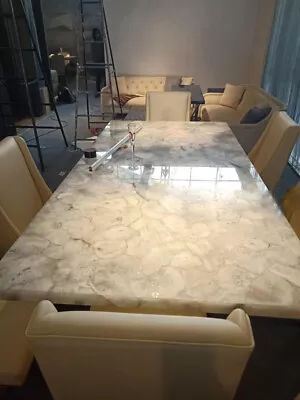 White Quartz Agate Modern Kitchen Counter Top Dining Table Home Decor Furniture • $280.11