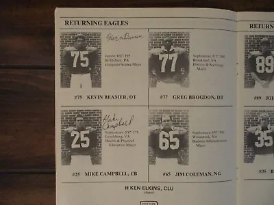 1984 BRIDGEWATER College Football Program(9 Signed/w/KERRY McCLURE/MIKE CAMPBELL • $37.99