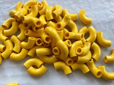 LEGO-NEW-#25214-YELLOW-BRICK ROUND 1 X 1 D.ELBOW MACARONI-20 PIECES • $3.79