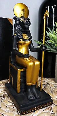 Egyptian Lioness Goddess Sekhmet Ra Sitting On Throne Statue Deity Of War Decor • £28.94