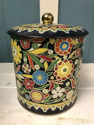 Vintage Kitchen 5 1/2  High Daher England Flowers Tea Biscuit Tin Can • $24.99