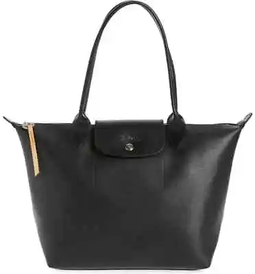 NWT LONGCHAMP Le Pliage City MEDIUM Shoulder Tote BLACK 100% AUTHENTIC • $245