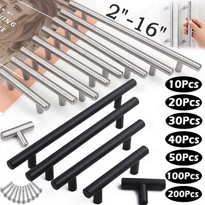 2''-16'' Kitchen Cabinet Pulls Stainless Steel Cupboard Drawer T Bar Handles Lot • $5.38