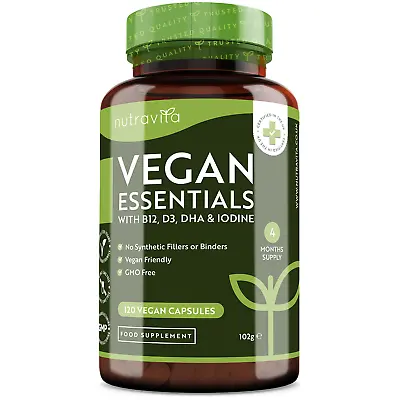 Vegan Essential Mix - Multivitamins With Vitamin B12 D3 Iron Zinc - 120 Capsules • £15.99
