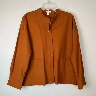 Eileen Fisher Musk Organic Cotton Mandarin Collar Jacket Size M • $44.95