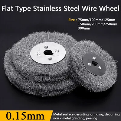 3''-12'' Crimped Stainless Steel Wire Brush Flat Wheel For Metal Rust Removal • $13.52