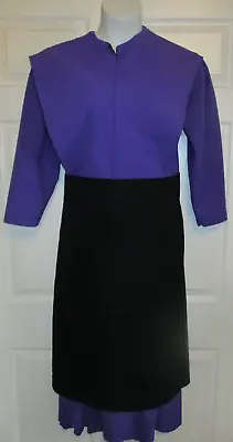 Amish Dress Cape Apron 40  Bust/38  Waist Halloween Prairie Civil War Purple P3 • $45