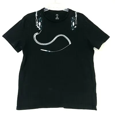 H&M X Nick Veasey Radio DJ Artistic Tee T Shirt Mens XL Black Short Slv 2 Sided • $20.22
