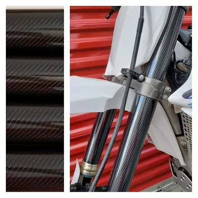 Fork Skins Guards Covers Glossy Carbon Fiber Graphics KTM 250 350 450 SXF XCF W • $29