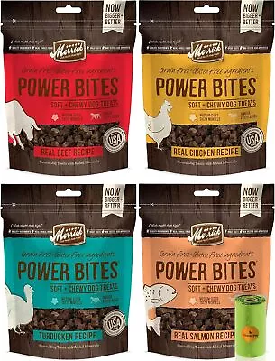 Merrick Power Bites (4) Favorite Recipes Grain Free Soft &Chewy Chews Dog Treats • $32.75