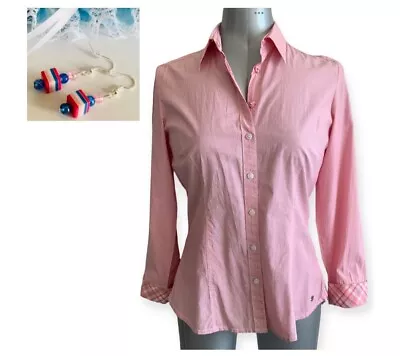 S.Oliver Women’s Pink Stripes Shirt Long Sleeves Size 10 & Handmade Earrings • $25.88