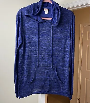 Mossimo Knit Hoodie Top Blue Marled Soft Knit Athleisure Casual Women's Medium  • $7.87