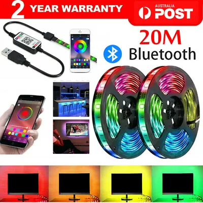 $12.88 • Buy 12V RGB LED Strip Lights IP65 Waterproof 5050 5M 10M 20M 300 LEDs USB Bluetooth