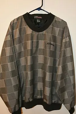 PGA TOUR Golf Pullover Windbreaker XL Houndstooth Brown Black Michelob Beer Logo • $23.95